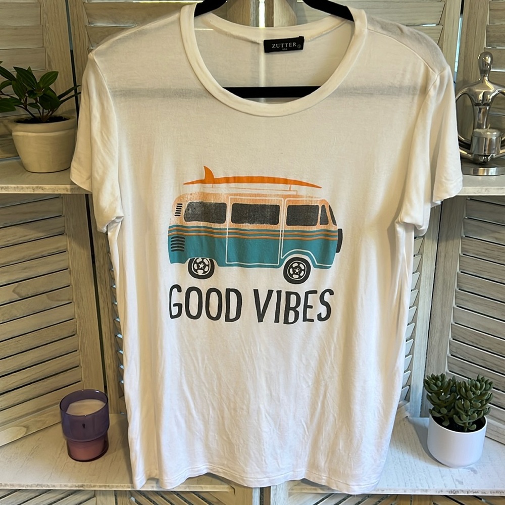 Good Vibes oversized tee, size small, very good used condition